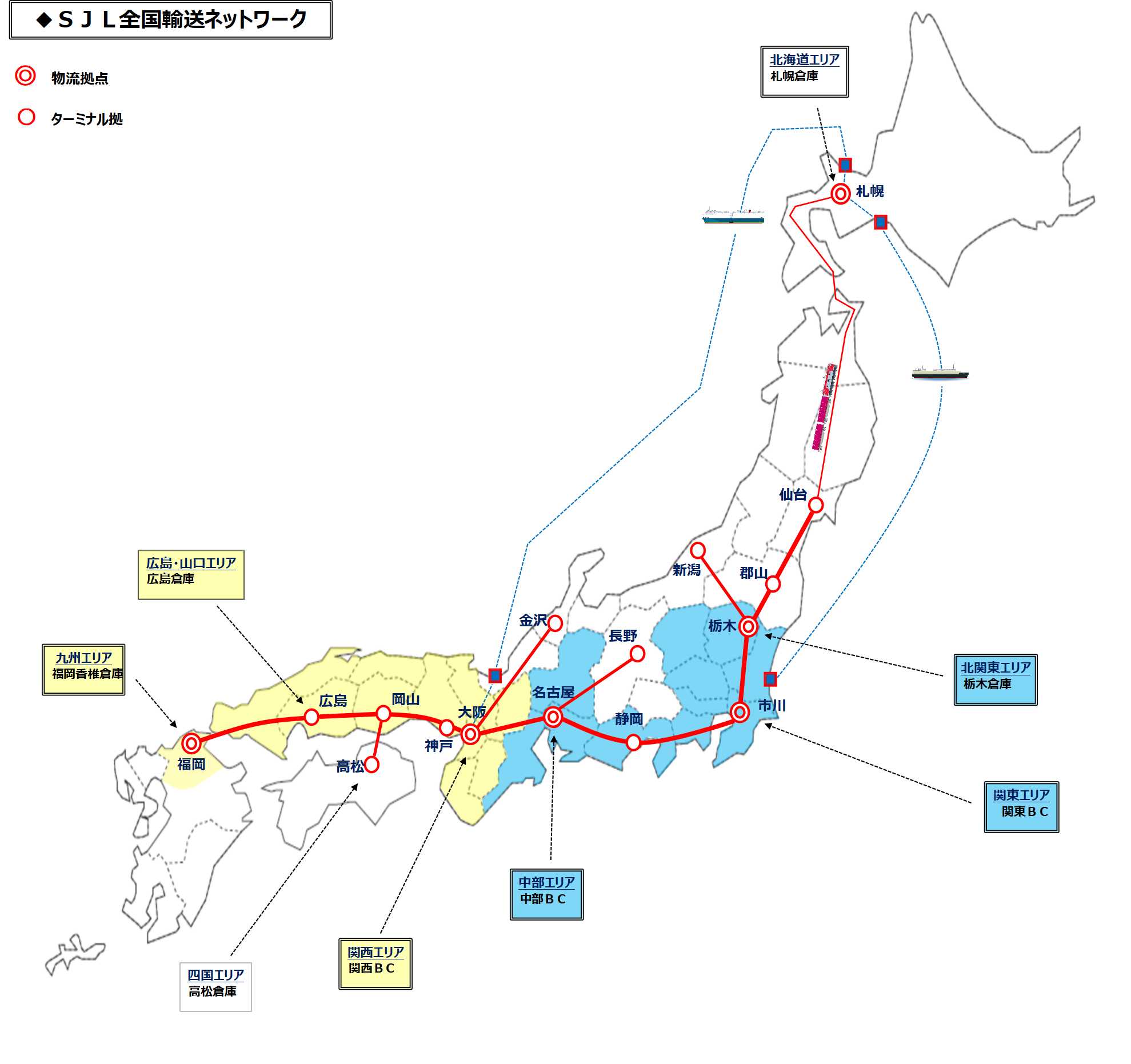 ＳＪＬ全国輸送ネットワーク